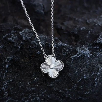 [Stars Jewelry]CLOVER  15MM DIAMOND LASER NECKLACE SILVER