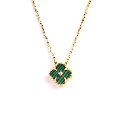 [Stars Jewelry]CLOVER 15MM DIAMOND TURQUOISE NECKLACE
