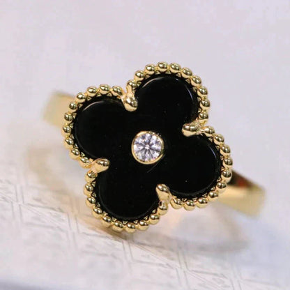 [Stars Jewelry]CLOVER ONYX RING GOLD DIAMOND