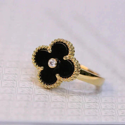 [Stars Jewelry]CLOVER ONYX RING GOLD DIAMOND