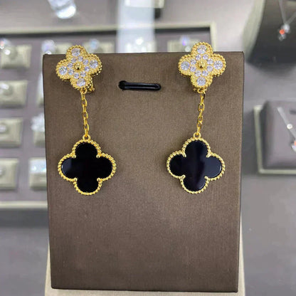 [Stars Jewelry]CLOVER  2 MOTIFS  DIAMOND  EARRINGS (MULTIPLE CHOICESç´