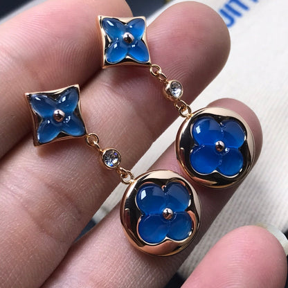 [Stars Jewelry]STAR AND SUN AGATE DIAMOND EARRINGS