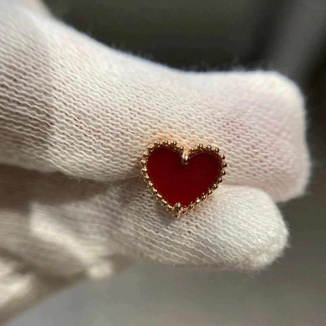 [Stars Jewelry]HEART CARNELIAN STUD EARRINGS