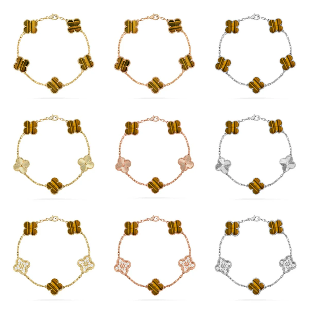 [Stars Jewelry] CLOVER 5 MOTIFS TIGER EYE BRACELET COLLECTION