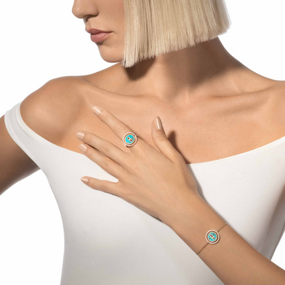 [Stars Jewelry]LUCKY MOVE TURQUOISE PINK GOLD DIAMOND BRACELET