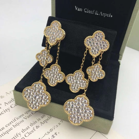 [Stars Jewelry]Diamond 4-Motif Clover Earrings