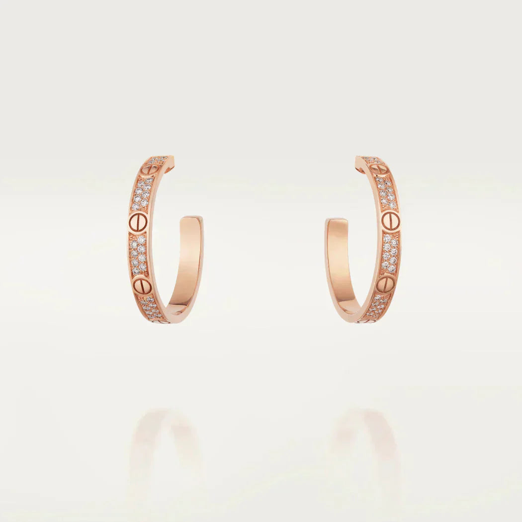 [Stars Jewelry]LOVE DIAMOND PINK GOLD HOOP EARRINGS