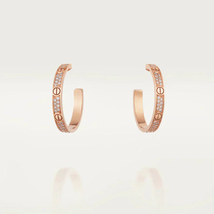[Stars Jewelry]LOVE DIAMOND PINK GOLD HOOP EARRINGS