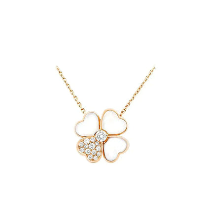 [Stars Jewelry]CLOVER MOP DIAMOND ROSE GOLD NECKLACE