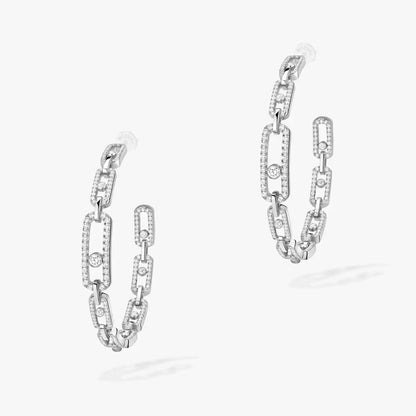 [[Stars Jewelry]Move Link Diamond Hoop Earrings