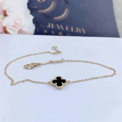 [Stars Jewelry]CLOVER ONYX SINGLE FLOWER BRACELET
