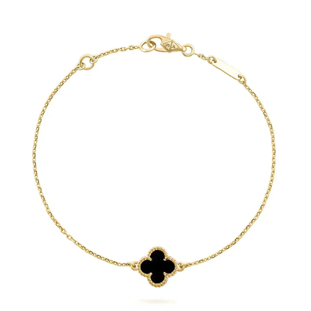 [Stars Jewelry]CLOVER ONYX SINGLE FLOWER BRACELET